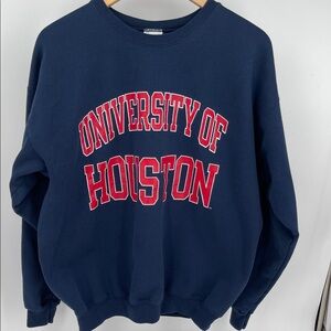 Vintage Men’s Champion Navy and Red University of Houston Sweatshirt Size Large
